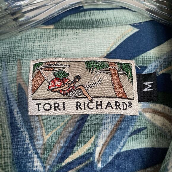 Vintage Tori Richard Hawaiian Shirt Men’s M Green Tropical Short Sleeve Aloha - Picture 5 of 7
